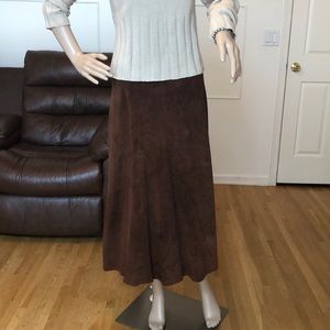 Positano suede midi skirt